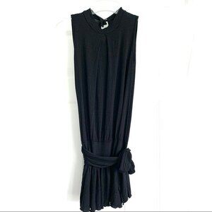 Misope Y2K Black Tank Top Blouse w/ Peplum Hem & Bow size Small